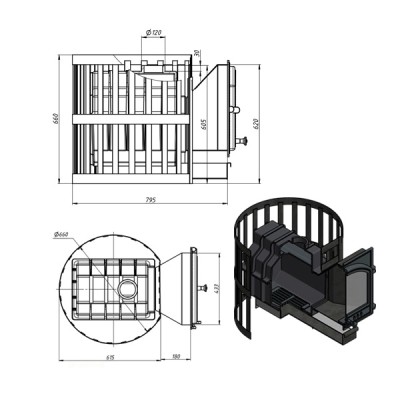 Печь Банная ВЕЗУВИЙ Легенда Ретро Ковка 24 (205) фото №1580091