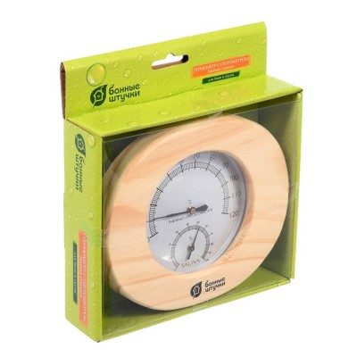 Термометр с гигрометром овальный, 16*14*3см,в дерев.корпусе Банные штучки фото №1579958